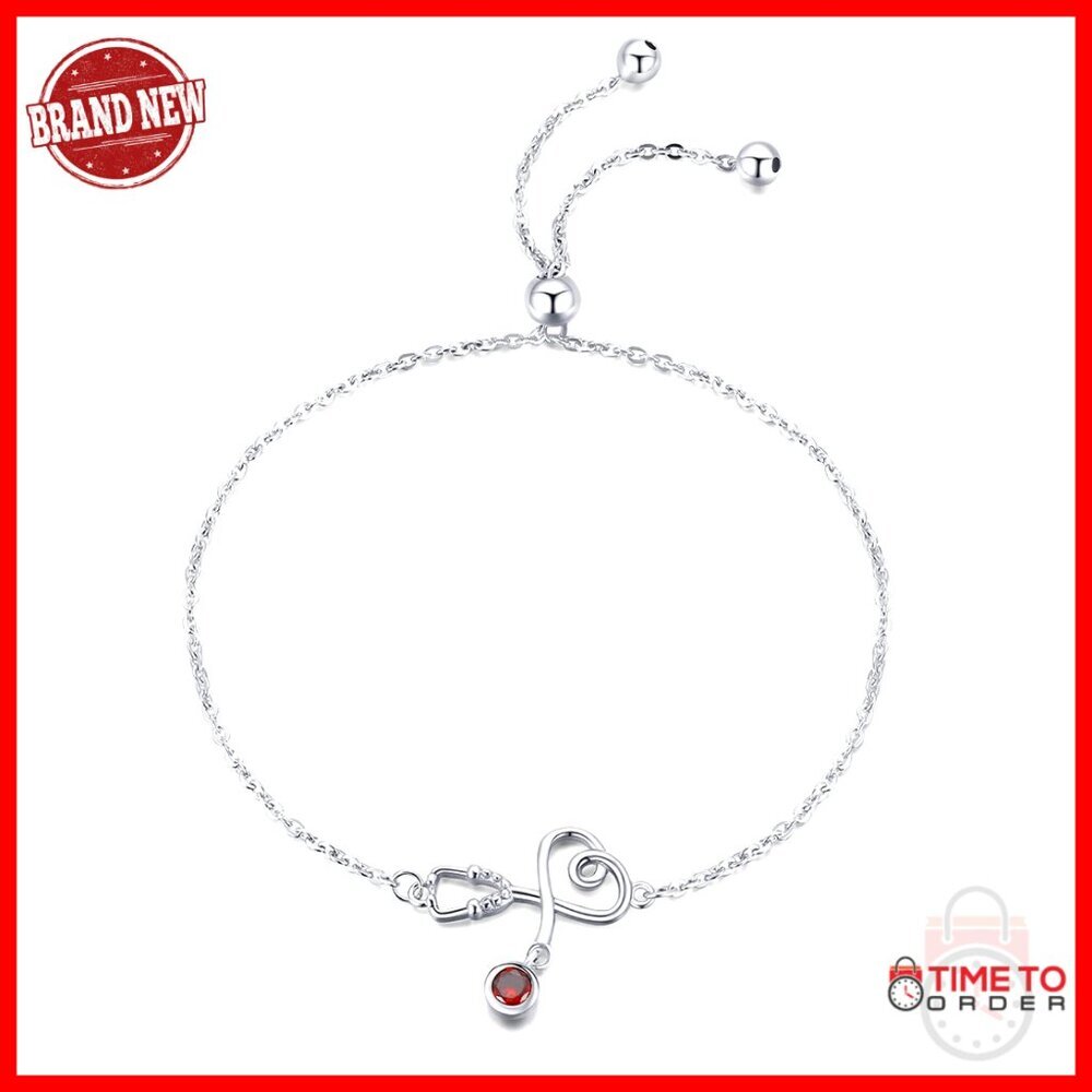 Sterling Silver Stethoscope Bracelet Adjustable Chain Medical Jewelry Nurse Gift